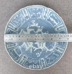 Chinese antique ming dynasty blue and white deer pattern porcelain dish