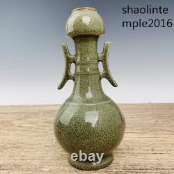 Chinese antiques Ru Porcelain Song dynasty Engraved Poetry double ear bottle