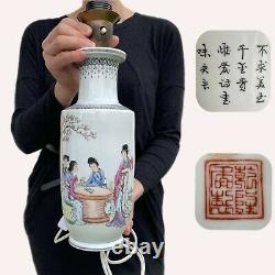 Chinese famille rose Porcelain vase / lamp Second 50-70's #1072