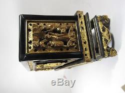 Chinese gilt wood box for Peranakan Straits Nyonya market 19th no porcelain vase