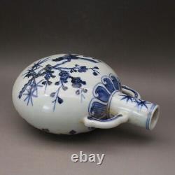 Chinese porcelain Antiques Ming Yongle Blue and white Binaural Flat bottle