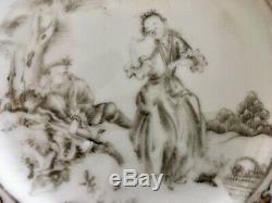 Circa 1740 Chinese Export Porcelain Dish Grisaille Decor Woman in Western Dress