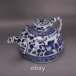 Collectable Art Chinese Hand Blue&white Porcelain Phoenix Taepot