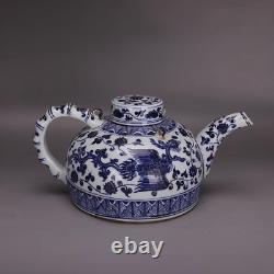 Collectable Art Chinese Hand Blue&white Porcelain Phoenix Taepot