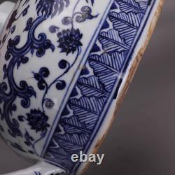 Collectable Art Chinese Hand Blue&white Porcelain Phoenix Taepot