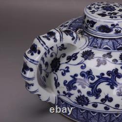 Collectable Art Chinese Hand Blue&white Porcelain Phoenix Taepot