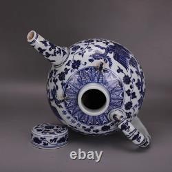 Collectable Art Chinese Hand Blue&white Porcelain Phoenix Taepot