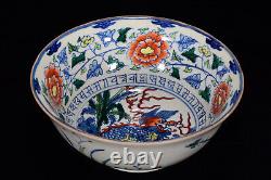 Collectable Art Chinese Hand Painting Dou Polychrome Porcelain kylin Bowl