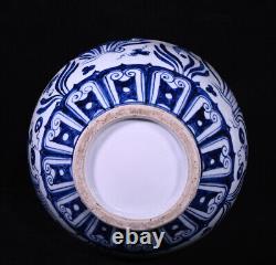 Collectable Art Chinese Handmade Blue White Porcelain Fish YuHuChun Vase