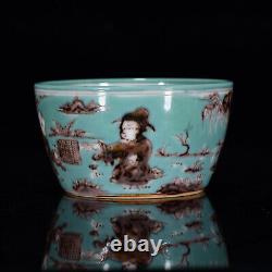 Collectable Art Handmade Famille Rose Porcelain Figure Cup