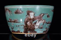 Collectable Art Handmade Famille Rose Porcelain Figure Cup