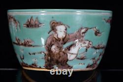 Collectable Art Handmade Famille Rose Porcelain Figure Cup