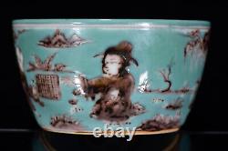 Collectable Art Handmade Famille Rose Porcelain Figure Cup