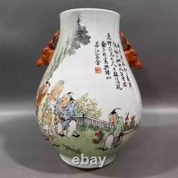 Collectable Art Handmade Famille Rose Porcelain Figure Zun Vase