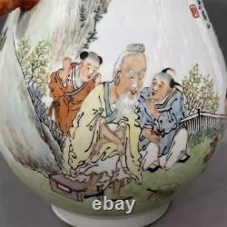 Collectable Art Handmade Famille Rose Porcelain Figure Zun Vase