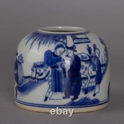 Collectable Art Handmade Painting Blue White Porcelain Figure Wash