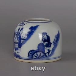 Collectable Art Handmade Painting Blue White Porcelain Figure Wash