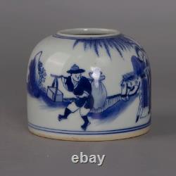 Collectable Art Handmade Painting Blue White Porcelain Figure Wash