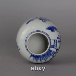 Collectable Art Handmade Painting Blue White Porcelain Figure Wash