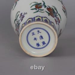 Collectable Art Handmade Painting Dou Polychrome Porcelain FFlowers Plants Vase