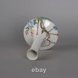 Collectable Art Handmade Painting Famille Rose Porcelain Bird Dan Vase