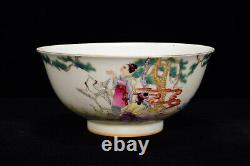 Collectable Art Handmade Painting Famille Rose Porcelain Figure Bowl