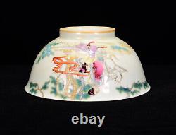 Collectable Art Handmade Painting Famille Rose Porcelain Figure Bowl