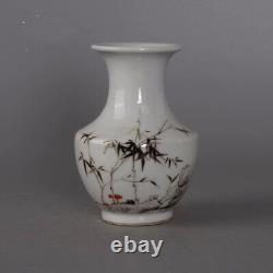 Collectable Art Handmade Painting Famille Rose Porcelain Flowers Bird Vase