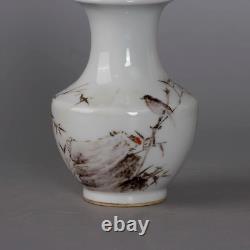 Collectable Art Handmade Painting Famille Rose Porcelain Flowers Bird Vase