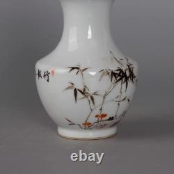 Collectable Art Handmade Painting Famille Rose Porcelain Flowers Bird Vase