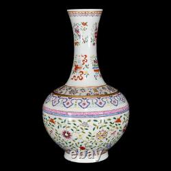 Collectable Art Handmade Painting Famille Rose Porcelain Flowers Shang Vase