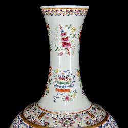 Collectable Art Handmade Painting Famille Rose Porcelain Flowers Shang Vase