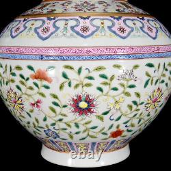 Collectable Art Handmade Painting Famille Rose Porcelain Flowers Shang Vase