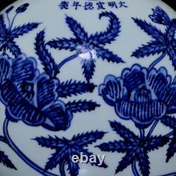 Collectable Beautiful Chinese Blue&white Porcelain Flowers Flat Vase