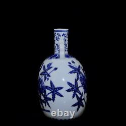 Collectable Beautiful Chinese Blue&white Porcelain Flowers Flat Vase