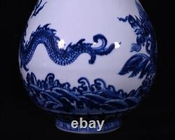 Collectable Beautiful Chinese Hand Blue&white Porcelain Dragon YuHuChun Vase