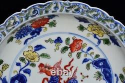 Collectable Beautiful Chinese Hand Five Colours Porcelain Plate