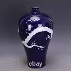 Collectable Chinese Hand Painting Blue&white Porcelain Dragon Mei Vase