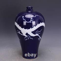 Collectable Chinese Hand Painting Blue&white Porcelain Dragon Mei Vase