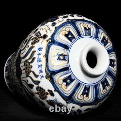 Collectable Chinese Hand Painting Blue&white Porcelain Fish Mei Vase