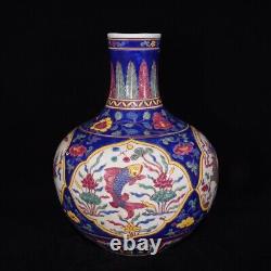 Collectable Chinese Hand Painting Famille Rose Porcelain Globular Shape Vase