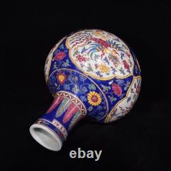 Collectable Chinese Hand Painting Famille Rose Porcelain Globular Shape Vase