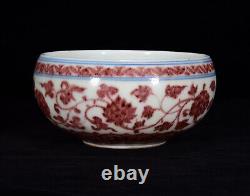 Collectable Chinese Hand Painting Underglaze Red Porcelain lotus flower Bowl