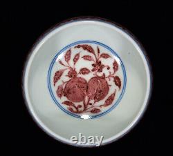 Collectable Chinese Hand Painting Underglaze Red Porcelain lotus flower Bowl