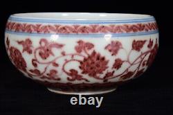 Collectable Chinese Hand Painting Underglaze Red Porcelain lotus flower Bowl