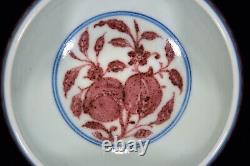 Collectable Chinese Hand Painting Underglaze Red Porcelain lotus flower Bowl