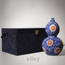 Delicate Chinese Antique Blue and White Bottle Gourd Porcelain Vase Marks KangXi