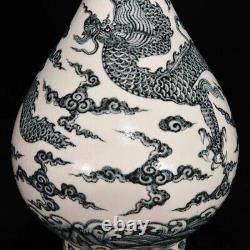 Delicate Chinese Hand Painting Blue&white Porcelain Dragon YuHuChun Vase