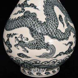 Delicate Chinese Hand Painting Blue&white Porcelain Dragon YuHuChun Vase