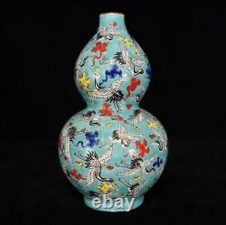 Delicate Chinese Hand Painting Famille Rose Porcelain Flowers Calabash Vase